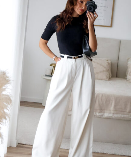 Calças de Alfaiataria Wide Leg Basic