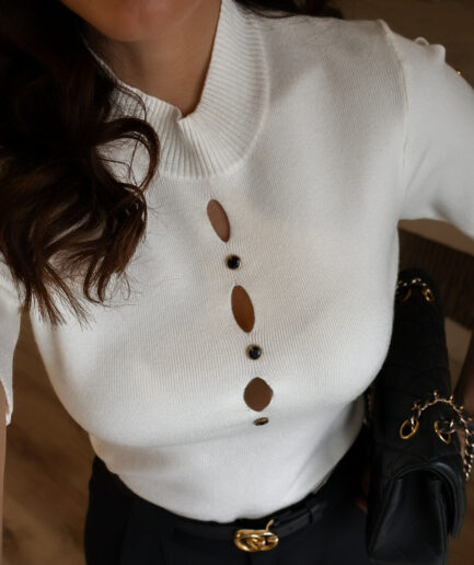 Blusa Malha com Abertura Decorativa