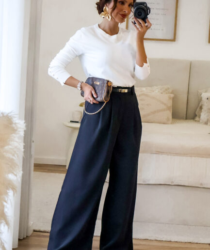 Calças de Alfaiataria Wide Leg Basic
