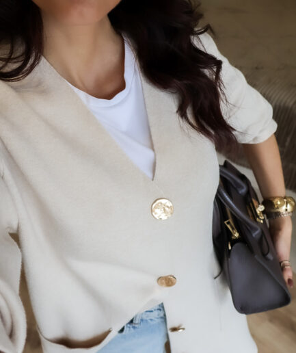 Casaco Malha Botões Dourados