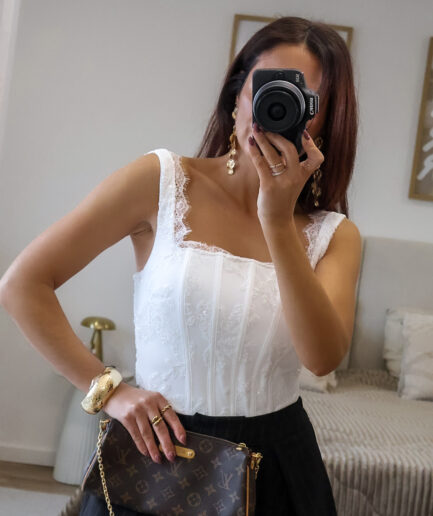 Top/corpete Renda e Lantejoulas