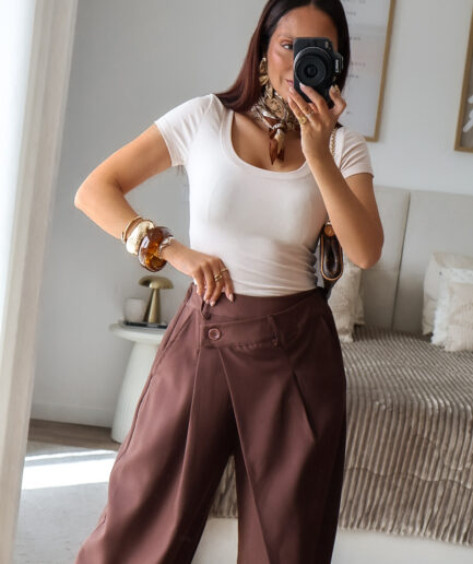 Calças Barrel Cós Cruzado