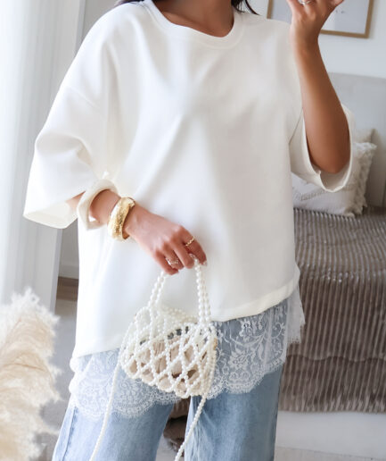 T-shirt Detalhes Renda