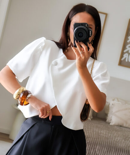 Blazer Cruzado Cropped Manga Curta